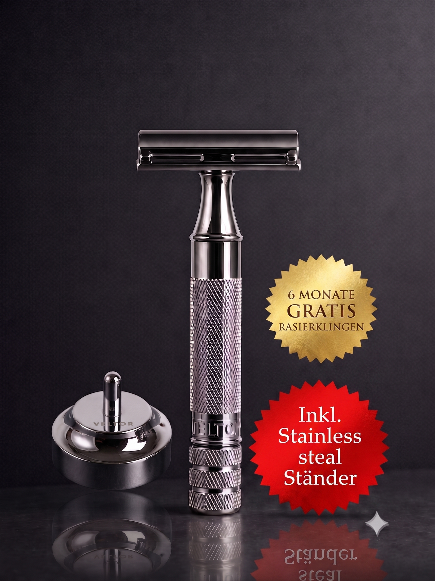 VELTOR LR15 Elite Duo, Sicherheitsrasierer inklusive Ständer